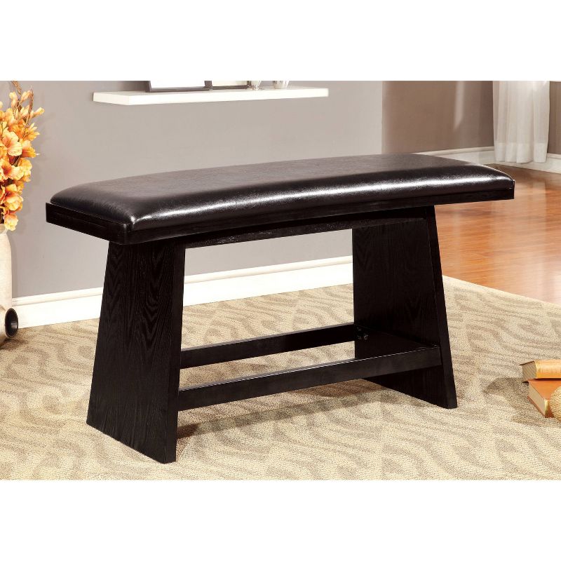 24/7 Shop At Home Bronswood&#160;Flared Legs Padded Leatherette Counter Dining Bench Black, 3 of 5