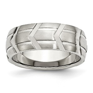 Black Bow Jewelry Stainless Steel Grooved 8mm Dual Finished Comfort Fit Band - 1 of 4