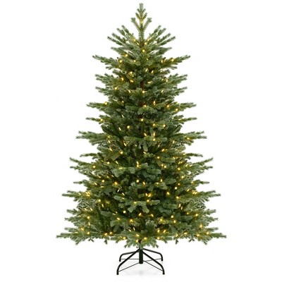 Tangkula 5/6/7 FT Artificial Christmas Tree w/ 1426/2116/3156 Lush PVC & PE Tips 200/300/400 LED Lights