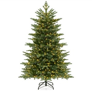 Tangkula 5/6/7 FT Artificial Christmas Tree w/ 1426/2116/3156 Lush PVC & PE Tips 200/300/400 LED Lights - 1 of 4