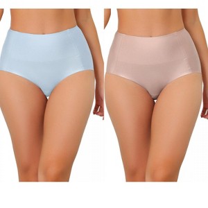 Allegra K Women's Tummy Control Unlined High-Waisted Breathable Hipster Underwear 2 Packs - 1 of 4