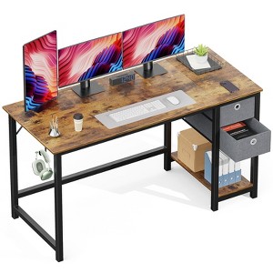 Gulches 55 Inch Computer Desk with Drawers Home Office Writing Desk with 2-Tier Storage & Side Hook, Sturdy PC Table for Work/Study - 1 of 4