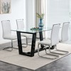 NicBex Dining Table Modern Dining Table with 0.4" Tempered Glass Top and MDF Trapezoid Bracket for Kitchen, Dining Room - 3 of 4
