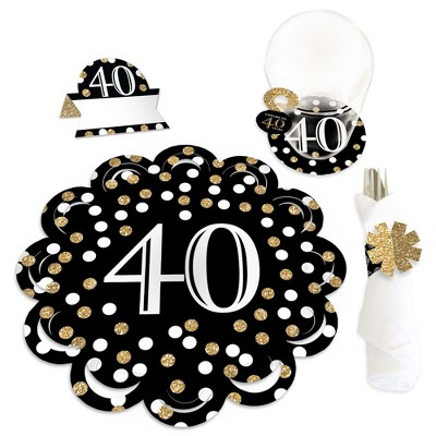 Big Dot of Happiness Adult 40th Birthday - Gold - Birthday Party Paper Charger & Table Decorations Chargerific Kit for 8
