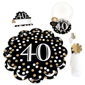 Big Dot of Happiness Adult 40th Birthday - Gold - Birthday Party Paper Charger & Table Decorations Chargerific Kit for 8 - 1 of 4