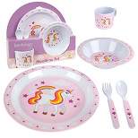 Bentology 5 Pc Mealtime Baby Feeding Set for Kids and Toddlers - Includes Plate, Bowl, Cup, Fork and Spoon Utensil Flatware