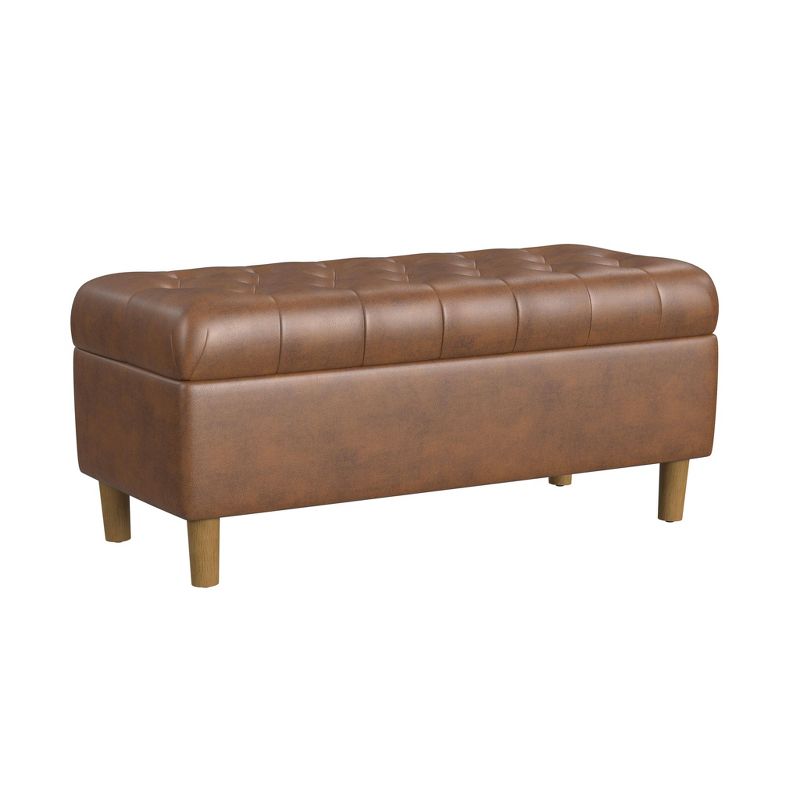 Button Tufted Storage Bench with Cone Wood Legs - HomePop, 2 of 9