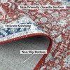 8x10 Washable Rug Non-Slip Vintage Floral Area Rug - Low Pile Indoor Carpet for Living Room, Bedroom, Kitchen (Red) - 3 of 4
