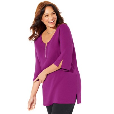 Catherines Women's Plus Size Suprema Studio Half-Zip Tunic