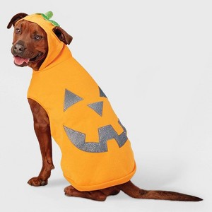 Jack-O'-Lantern Pumpkin Reflective Halloween Hoodie Dog and Cat Costume - Boots & Barkley™ - 1 of 4