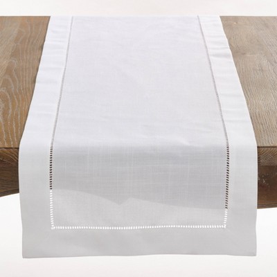 White Hemstitch Design Polyester Table Runner 16"x120"