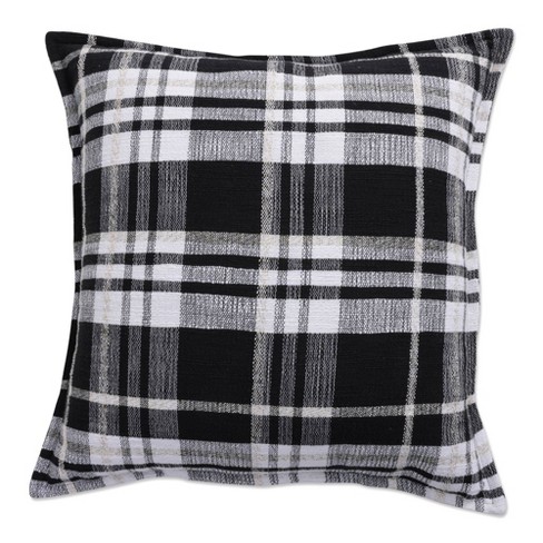 18 x18 Lurex Plaid Indoor Square Throw Pillow Black white Pillow Perfect Zippered Polyester Fiber Filled Classic Pattern Target