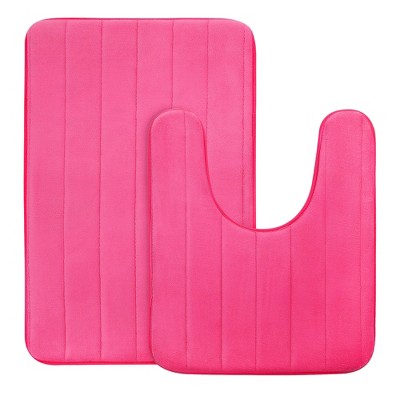 PiccoCasa Memory Foam Bathroom Rugs Non-Slip and U-shaped Toilet Mat 2 Pcs