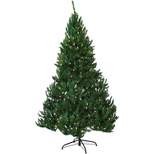 Sunnydaze Indoor Pre-Lit Faux Tannenbaum Slim Holiday Evergreen Christmas Tree with Hinged Branches and Warm White Lights - Green