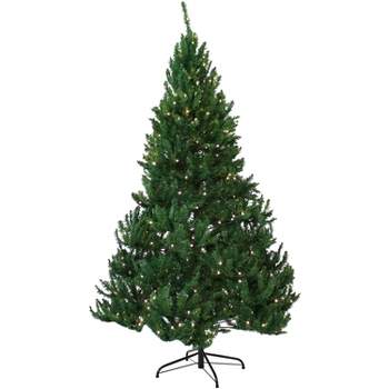 Sunnydaze Indoor Pre-Lit Faux Tannenbaum Slim Holiday Evergreen Christmas Tree with Hinged Branches and Warm White Lights - Green