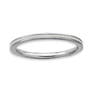 Black Bow Jewelry 1.5mm Sterling Silver Stackable White Enameled Band - 1 of 4