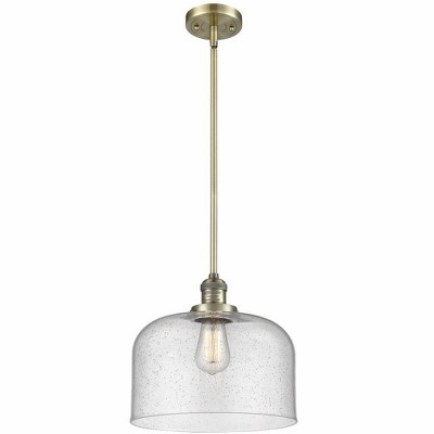 Bell - 1 Light Stem Hung Mini Pendant In Industrial Style-13 Inches Tall and 12 Inches Wide