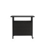 DOMETOUR Outdoor Wicker Bar Cart, Rolling Rattan Beverage Serving Cart w/Glass Top & Wheels for Patio, Porch, Backyard, Garden, Poolside Party, Black - 3 of 4