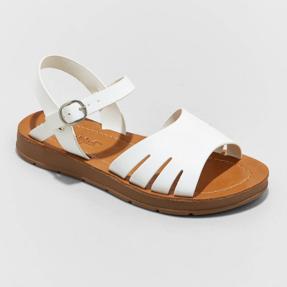 Size 3 kid’s Girls' Lillian Ankle Strap Sandals - Cat & Jack White 