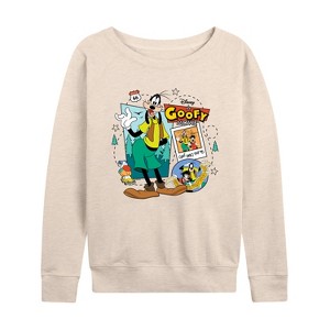 Women's - A Goofy Movie -  Lightweight French Terry Wide Neck Long Sleeve Shirt - 1 of 4