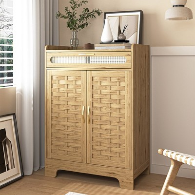 Farmhouse Coffee Bar Cabinet, Buffet Sideboard With Barn Door, Drawer And Adjustable Shelf, Storage Cabinet