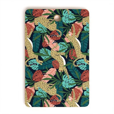 Heather Dutton Spotted Jungle Cheetahs Midnight Rectangle Cutting Board - Deny Designs