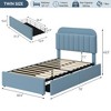 Boucle Twin Platform Bed with Bookshelf Headboard & Storage Drawers - Noise-Free Upholstered Youth Bed for Boys and Girls, No Box Spring Needed - 2 of 4