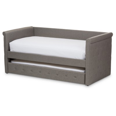 Twin Gray Upholstered Wood Frame Daybed with Trundle