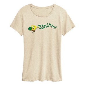 Women's - SpongeBob SquarePants - Spongebob Shamrocks Short Sleeve Graphic T-Shirt - 1 of 4