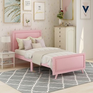 Queen Size Bed Frame With Headboard Footboard, Solid Wooden Slat Support Platform Bed No Box Spring Needed Platform Queen Bed Frames For Bedroom - 1 of 4