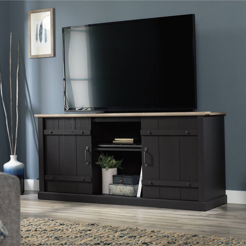 Farmhouse TV Stand for TVs up to 70&#34; with Oak Accent Raven Oak - Sauder, 3 of 9
