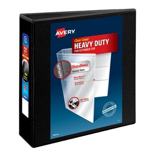 Avery Heavy-Duty View Binder, 3" One Touch Slant Rings, 635-Sheet Capacity, DuraHinge, Black, 1 Binder (79100) - 1 of 4
