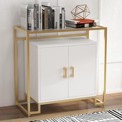 Sideboard Buffet Storage Cabinet, 2 Door Accent Console Table with Ample Storage Space & Steel Frame