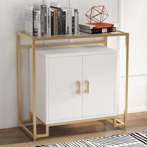 Sideboard Buffet Storage Cabinet, 2 Door Accent Console Table with Ample Storage Space & Steel Frame - 1 of 4