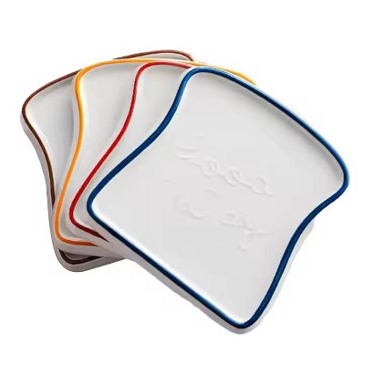 AOSTIRMOTOR Nordic Creative Toast Bread Shape Dinner Plate