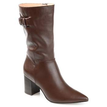 Journee Collection Womens Wilo Tru Comfort Foam Stacked Heel Mid Calf Boots