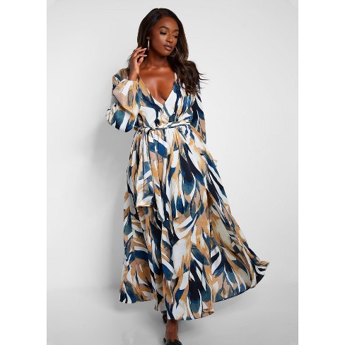 Deep plunge hotsell wrap dress