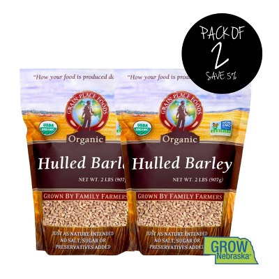 Grain Place Foods 2 lb Non-GMO Organic Hulled Barley - Pack of 2