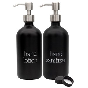 Darware Lotion / Sanitizer Pump Bottles 2pc Set; Glass Pump Dispenser Bottles for Hand Care, Pre-Labeled - 1 of 4