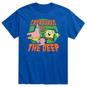 Men's - SpongeBob SquarePants - Halloween Creatures Of The Deep Spongebob, Gary, and Patrick Short Sleeve Graphic T-Shirt - 1 of 4