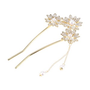 Unique Bargains Women's Classic Flowers Tassel Hair Pins 4.84"x2.52"x0.47" 1 Pc - 1 of 4
