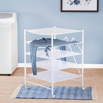 White 5-Tier Steel Rolling Laundry Drying Rack