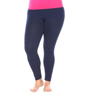 Women's One Size Fits Most Plus Size Super-Stretch Solid Leggings - One Size Fits Most Plus - White Mark - 1 of 3