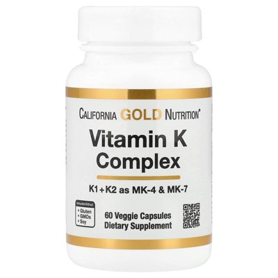 California Gold Nutrition Vitamin K Complex, 60 Veggie Capsules
