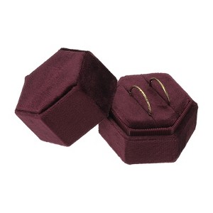 Unique Bargains Velvet Vintage Ring Display 2 Slot Hexagon Jewelry Storage Box - 1 of 4