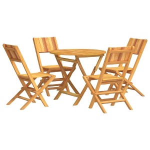 vidaXL Patio Dining Set Table and Chair Furniture 5 Piece Solid Wood Teak - 1 of 4