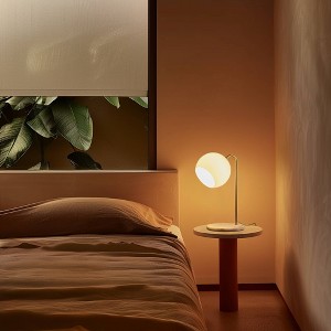 Brightech Krystal Mid-Century (Includes LED Light Bulb) Marble Base Arc Desk Table Lamp Antiqued Brass - 1 of 4