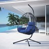 TiramisuBest Wicker Hanging Egg Chair with Stand – Indoor/Outdoor Swing Hammock Chair for Bedroom/Living Room/Balcony (Beige) - 3 of 4