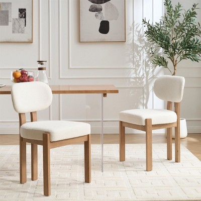 Upholstered Wood Dining Chairs Set of 2,Modern Fabric Padded Seat Kitchen Side Chairs with Rubberwood Frame–The Pop Home