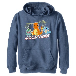 Boy's Pokemon Bulbasaur, Squirtle and Charmander Good Vibes Pull Over Hoodie - 1 of 4